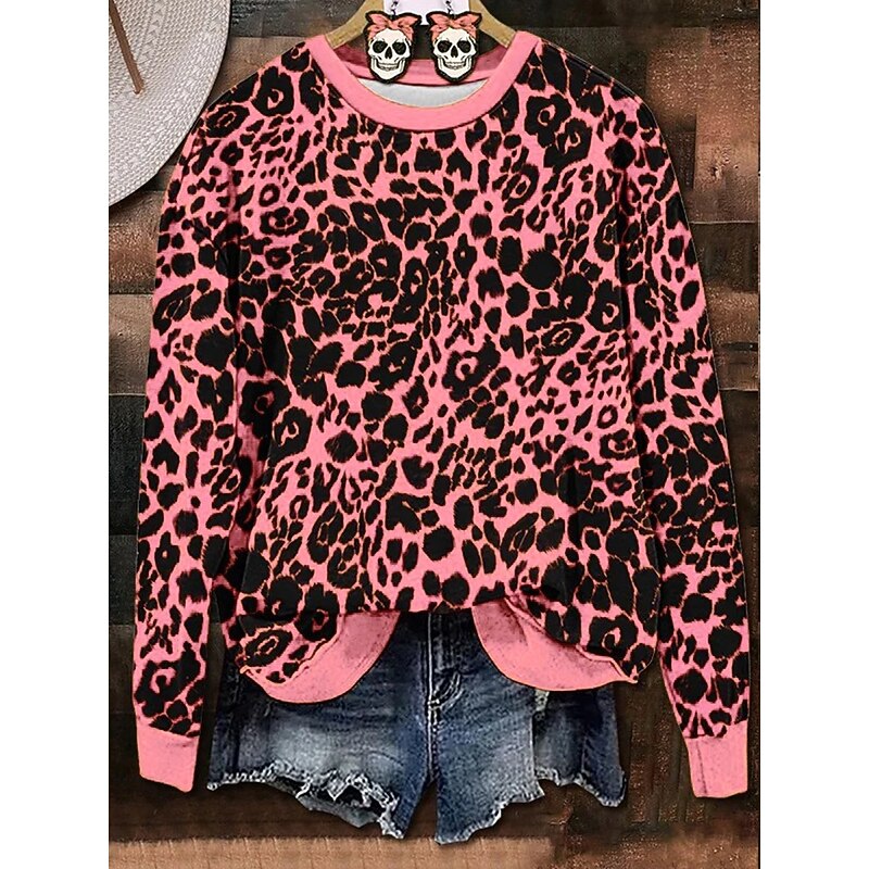 Halloween Women's Sweatshirts Graphic Halloween Casual Long Sleeve Crew Neck Regular Tops Street Dailywear Casual Print Pink Orange Green Spring Fall Winter2
