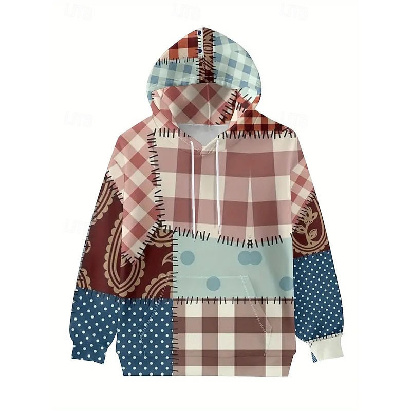 Women's 3D Print Pullover Hoodie Sweatshirt Graphic Halloween Casual Long Sleeve Hooded Regular Tops Party Evening Wear Street Dailywear Patchwork Khaki Spring Fall Winter2