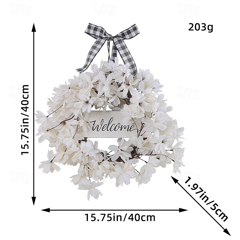 Christmas Spring Floral Wreath Front Door Hanging Realistic Flowers and Butterfly Bow Decoration Festive Holiday Scene Setup Perfect Seasonal Home Party Ornament3