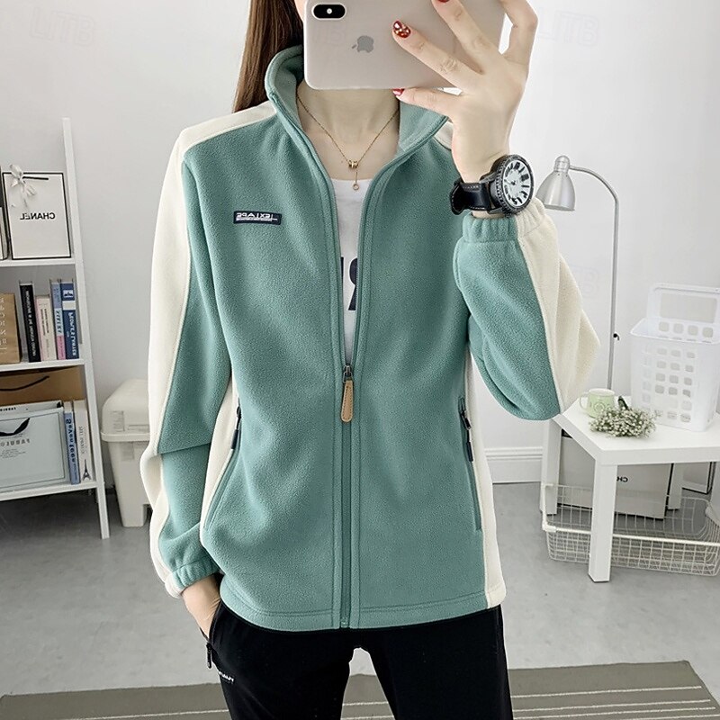 Women's Hiking Jacket Fleece Jacket Thermal Jacket Winter Outdoor Patchwork Thermal Top White Pink Blue Purple Green4