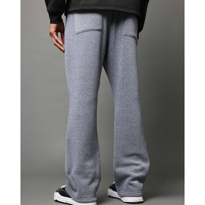 Men's Sweatpants Flared Pants Trousers Drawstring Pocket Elastic Waist Plain Comfort Sports Outdoor Daily Fashion Casual Black Light Grey Micro-elastic2