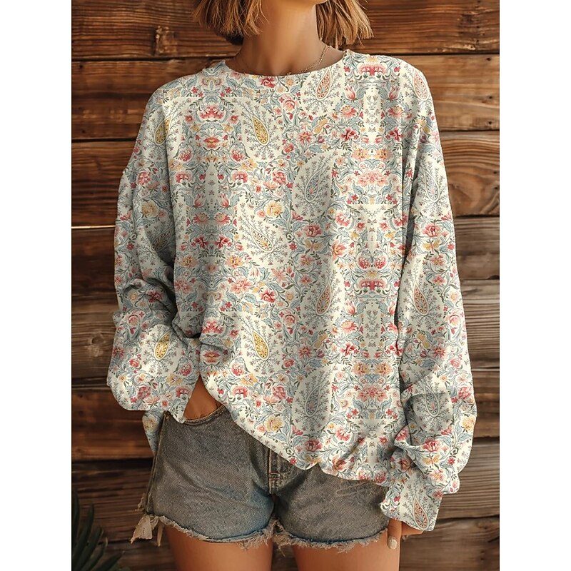 Women's 3D Print Vintage Boho Hoodie Patchwork Hoodie Sweatshirt Floral Pullover Sweatshirt Warm Active Vintage Street Dailywear Casual Print White Yellow Red Blue Brown Spring Fall Winter4