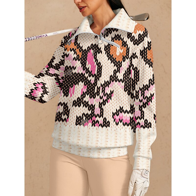 Women's Golf Pullover Sweatshirt Pink Long Sleeve Top Ladies Golf Attire Clothes Outfits Wear Apparel4