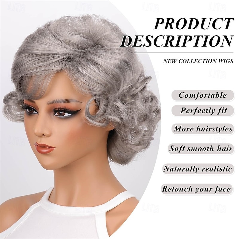 Old Lady Wig for Halloween Women Costume Grandma Wig with Side Part Synthetic Hair Granny for Daily Party Costume3