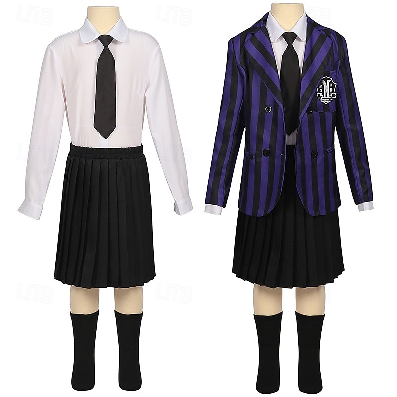 Gothic Horror Dark Academia Costume School Uniform Fancy Dress Movie Cosplay for Girls' Kid's Halloween Carnival Performance Party