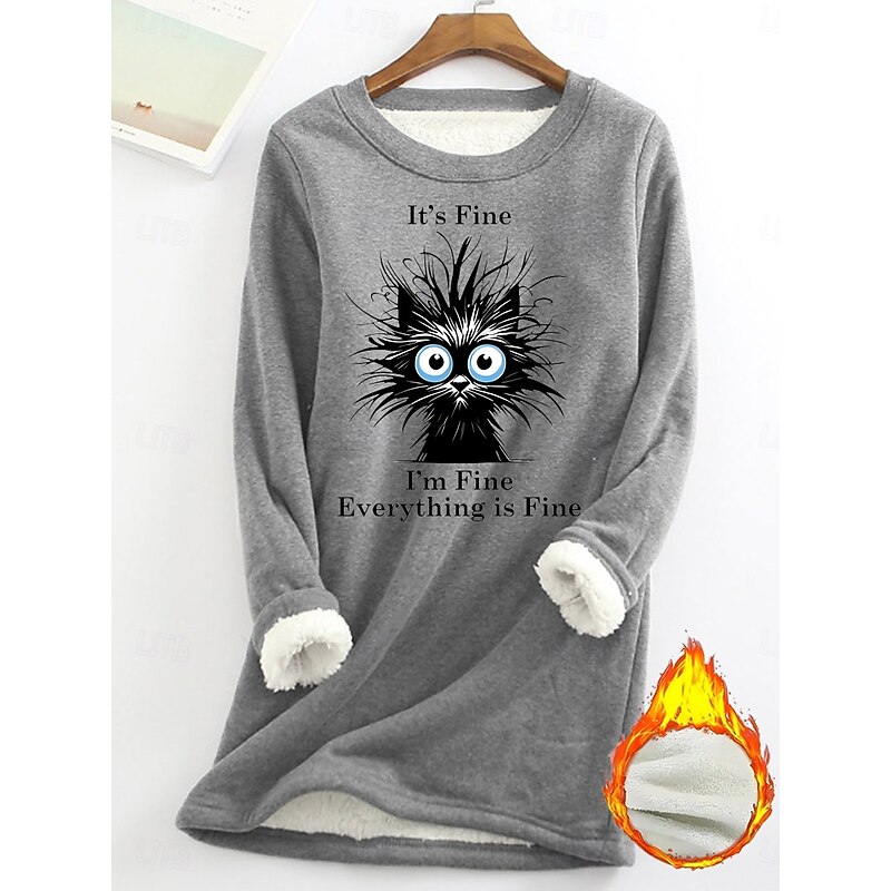 Women's Pullover Sweatshirt Fleece Lined Warm Pajamas Graphic Letter Warm Casual Fuzzy Long Sleeve Crew Neck Regular Tops Street Casual Light Pink Yellow Dark Pink Red Blue Spring Fall Winter4