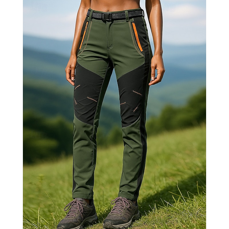 Women's Hiking Pants Trousers Waterproof pants Softshell Pants Patchwork Summer Outdoor Regular Fit Waterproof Windproof Bottoms Pocket Black Army Green Spandex Camping / Hiking Running S M L XL XXL