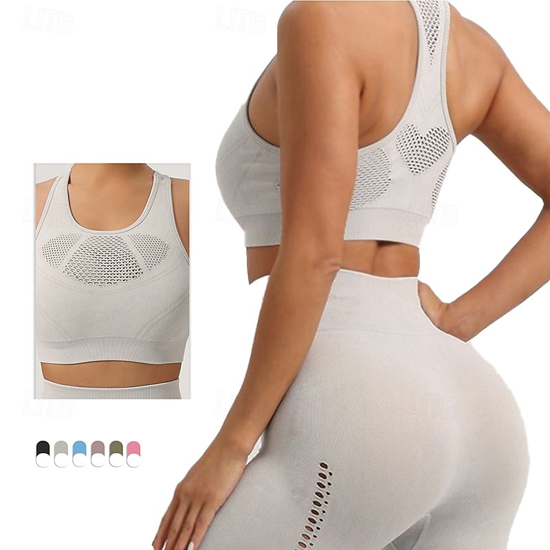 Women's Workout Tank Tops Sports Bra Underwear Medium Support Breathable Seamless Solid Color Sport Activewear Black Blue Gym Workout Athletic