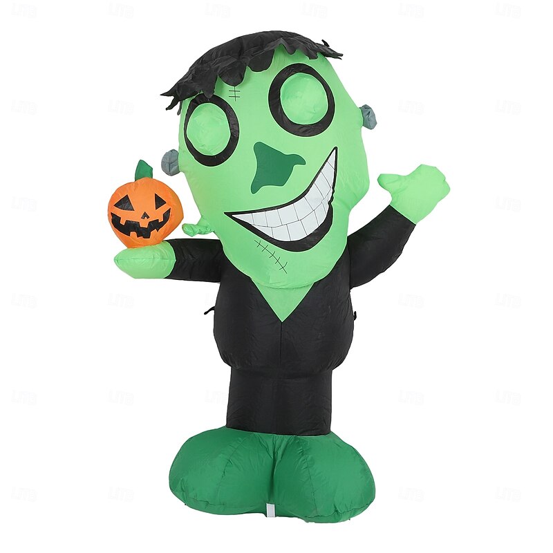 1 Pc 1.2M/3.9FT Halloween Appearance Hand held Pumpkin with Light Inflatable Air Model Effect Eyes Indoor and Outdoor Courtyard Lawn Party Halloween Festival Atmosphere Decorative Light EU/US/UK/AU Pl3