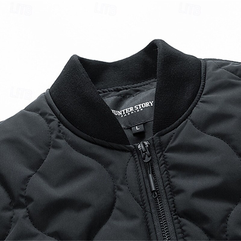 Men's Winter Coat Quilted Jacket Parka Pocket Polyster Vacation Daily Wear Date Regular Fashion Casual Comfortable Thermal Warm Winter Solid / Plain Color Black Yellow Khaki Army Green Puffer Jacket3