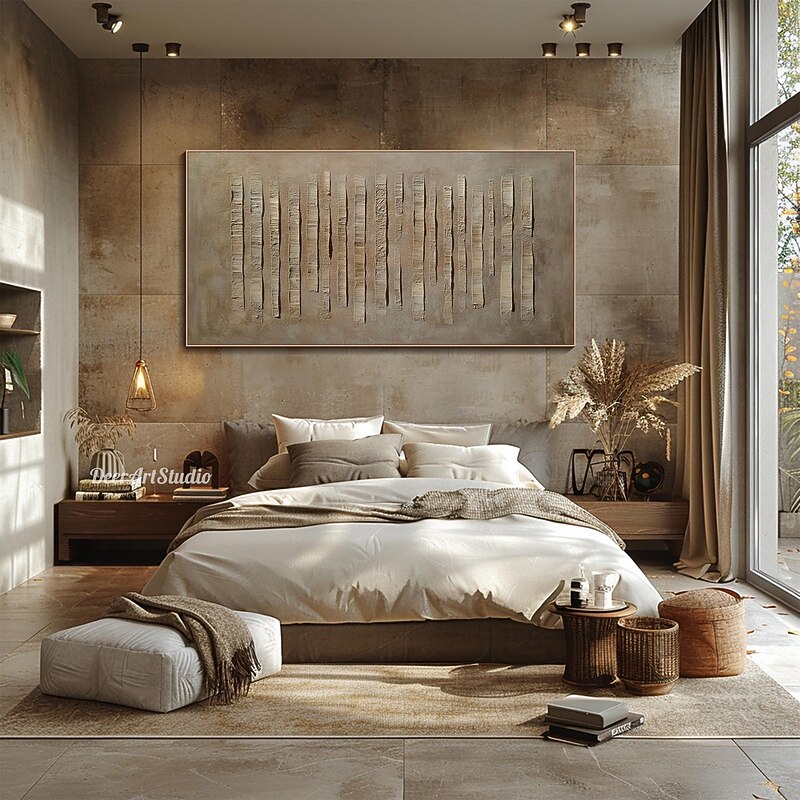 Large 3D Textured Abstract Painting Modern Minimalist Artwork Neutral Earth Tone Canvas Art Organic Geometric Wall Art Livingroom decor2