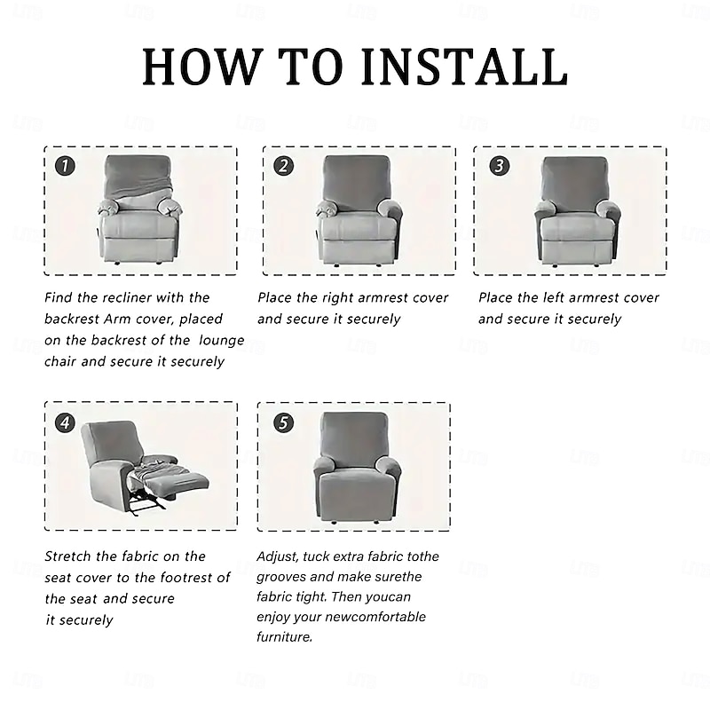 Chaise Lounge Cover, Geometric Printed Polyester Slipcover, Stretch Furniture Protector for Living Room and Bedroom3