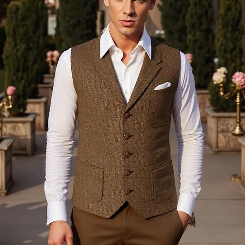 Retro Vintage Roaring 20s 1920s Vest The Great Gatsby Gentleman Fancy Dress Men's Halloween Carnival Evening Party Masquerade Adults Vest2