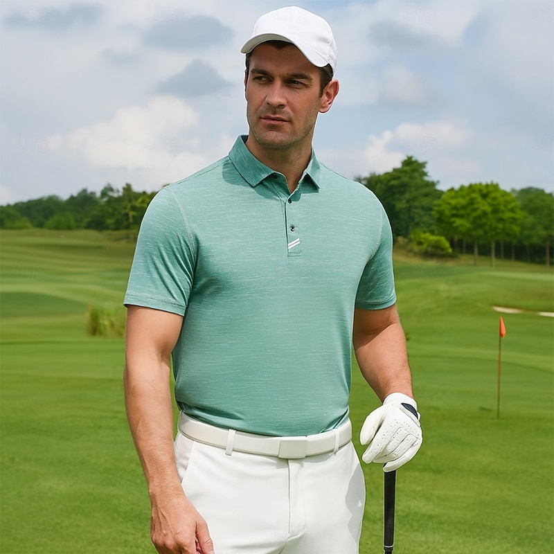 Men's Sports Polo Shirts Golf Shirt Casual Sports Lapel Short Sleeve Fashion Basic Plain Buttons Summer All Seasons Regular Fit Green Sports Polo Shirts2