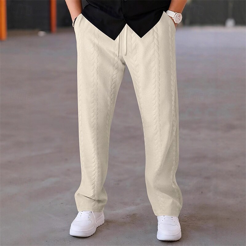 Men's Sweatpants Trousers Jacquard Drawstring Pocket Plain Comfort Sports Outdoor Daily Fashion Casual Black White Micro-elastic4