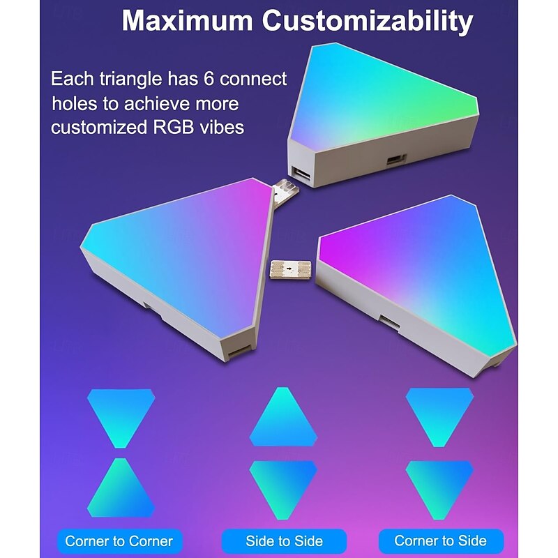 WiFi Bluetooth USB Triangle Lamps Quantum Atmosphere LED Night Light for Game Bedroom Decoration Creative Decorat Wall Lamps2