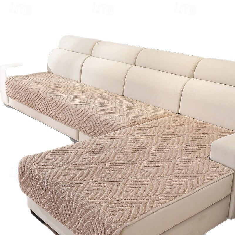 Sofa Cushion Cover - Solid Color Luxury Plush Velvet Slipcover, Non-Slip Soft Padding Protector for Modern Couches (All Seasons)3