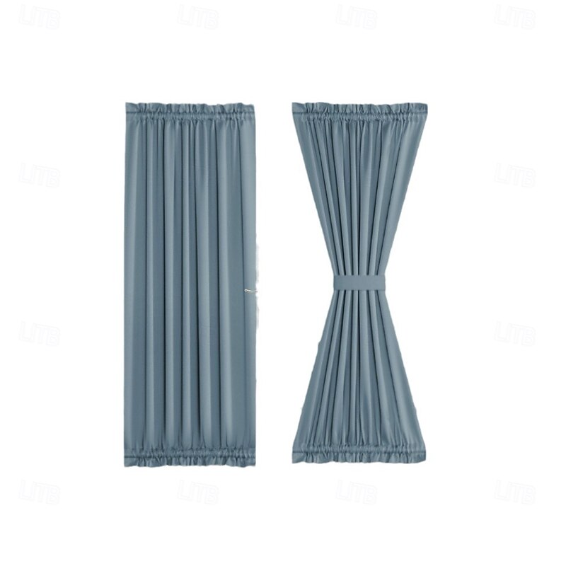 Thick Solid Color French Door Curtain, Rod-Pocket Thermal Insulated Blackout Panel, Ready-Made Window Drapes for Glass Doors, Modern Home Privacy Curtain3