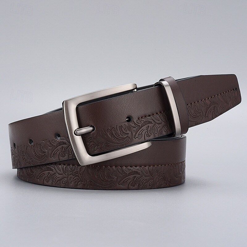 Men's Belt Waist Belt Black Yellow PU Leather Alloy Durable Adjustable Print Outdoor Daily4