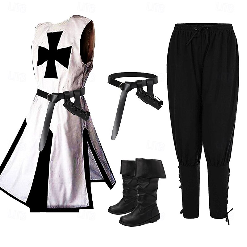Retro Vintage Medieval 17th Century Pants Boots Waist Belt Knight Ritter Viking Crusader Fancy Dress Men's Viking Fantasy Masquerade Party / Evening Adults' Leotard / Onesie Pants Belt2