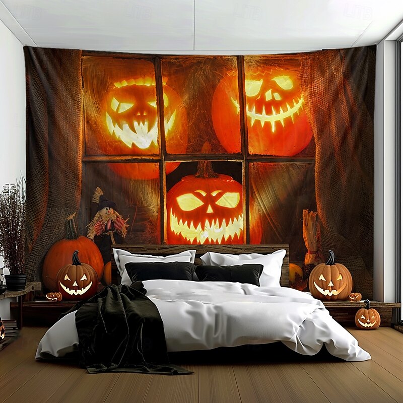Halloween Tapestry Banners Wall Hangings Pumpkin 3D Dark Punk Gothic Style Party Dorm Shooting Backgrounds Home Decor3