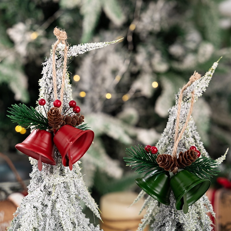 4pcs Christmas Tree Hanging Bells Ornaments, Creative Red & Gold Small Bell Decorations for Holiday Home Decor, Xmas Tree, Party & Gift Wrapping3