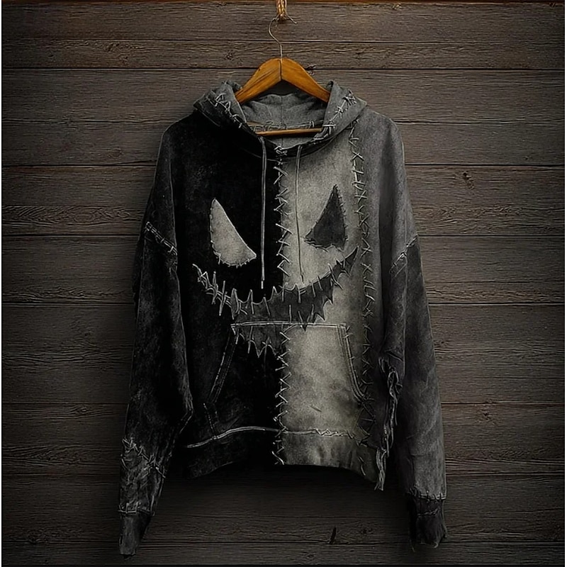 Halloween Women's Pullover Hoodie Sweatshirt Monster Graphic Skull Fashion Casual Print Long Sleeve Hooded Street Dailywear Casual Drawstring Print Black Red Purple Orange Green Fall Winter3