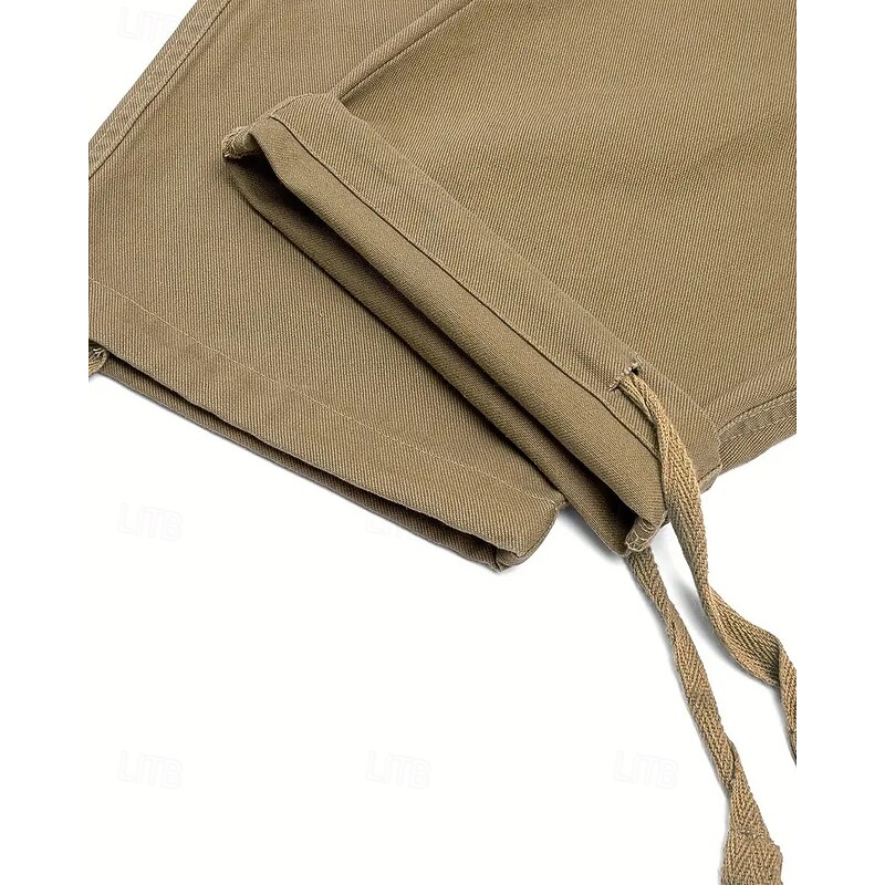 Men's Cargo Pants Trousers Buttons Multi Pocket Plain Wearable Outdoor Daily Camping & Hiking Fashion Classic Black Army Green4