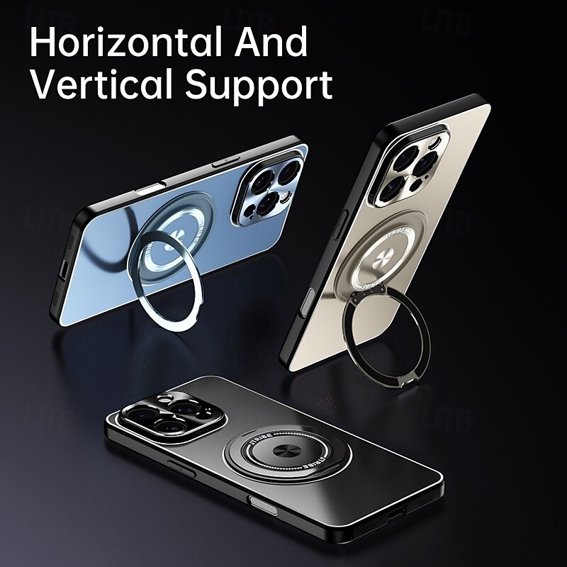 Phone Case For iPhone 17 Pro Max 17 Air 16 Pro Max Plus 15 Pro Max 14 Pro Max Back Cover with Stand Holder Magnetic Shockproof Retro Aluminum Alloy4