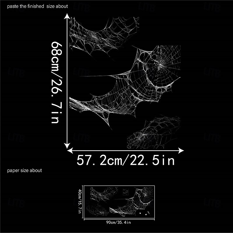 Halloween Window Cling Wall Sticker, Spider Web Glass Stickers, Removable Static Clings for Living Room Window Decoration Halloween Party Home Decor2