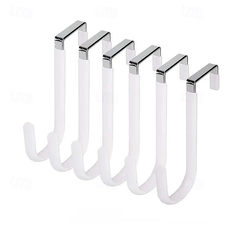6pcs Over the Door Hooks with Rubber Adjustable Anti-Slip S-Shaped Hooks Space-Saving Organizer Ideal for Hanging Clothes, Hats, Coats, Towels, Shoe Racks & Bags2