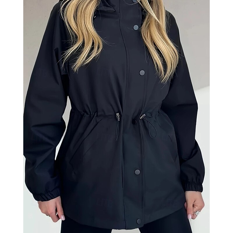 Women's Hoodie Jacket Warm Comfortable Zipper Pocket Fashion Outdoor Plain Going out Weekend Zipper Regular Hooded Regular Fit Long Sleeve Outerwear Navy Black Rose Red Fall Winter2