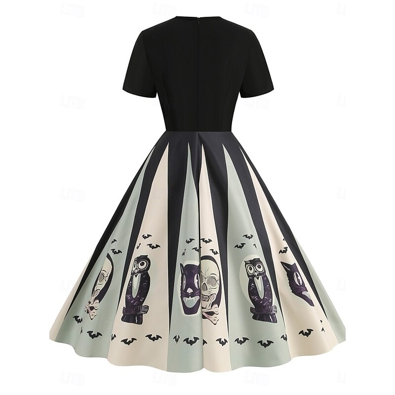 Halloween Women's Spider Web Print Midi Dress A Line Dress Casual Daily Holiday Regular Fit Pumpkin Spider web Short Sleeve Crew Neck Black Blue Orange Apricot Summer Spring Fall3