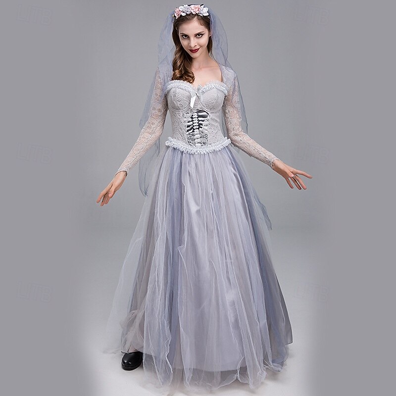 Ghost Bride Halloween Cosplay Costume Party Costume Masquerade Walpurgis Night Outfits Cosplay Adults' Women's Masquerade Mardi Gras Performance Party Halloween Easy Halloween Costumes Dress Up