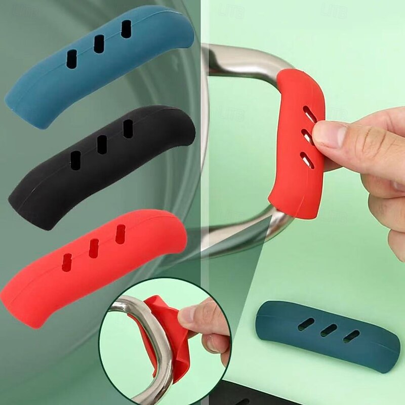 3 Pairs Silicone Anti-Scald Pot Handle Cover, Heat-Resistant and Wear-Resistant Kitchen Handle Protector for Saucepan, Steamer, Stockpot, and Hot Pot2