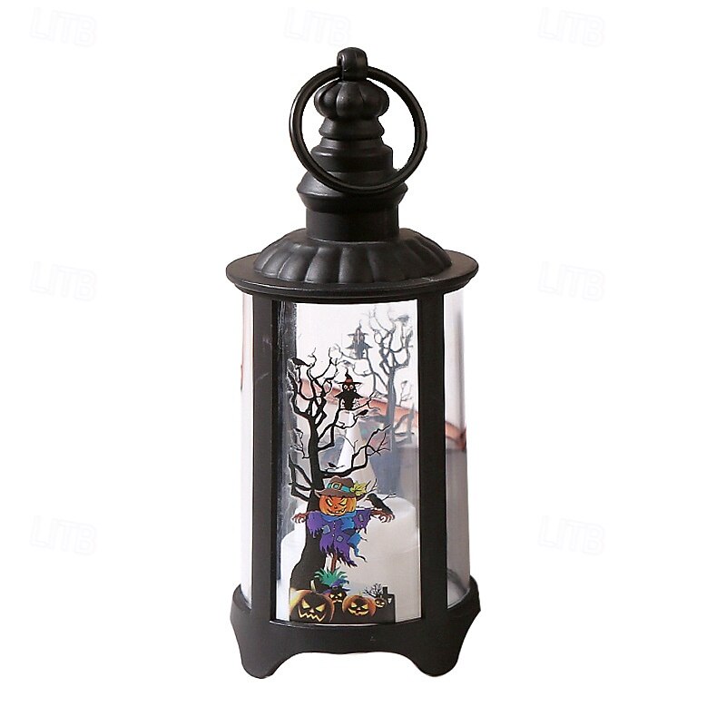 1 Pc 15 * 6.1CM Halloween Four Corner Wind Light LED Electronic Candle Light Indoor and Outdoor Party Restaurant Halloween Atmosphere Decorative Light AG10 * 3 Battery Bat Skeleton Scarecrow Ghost4