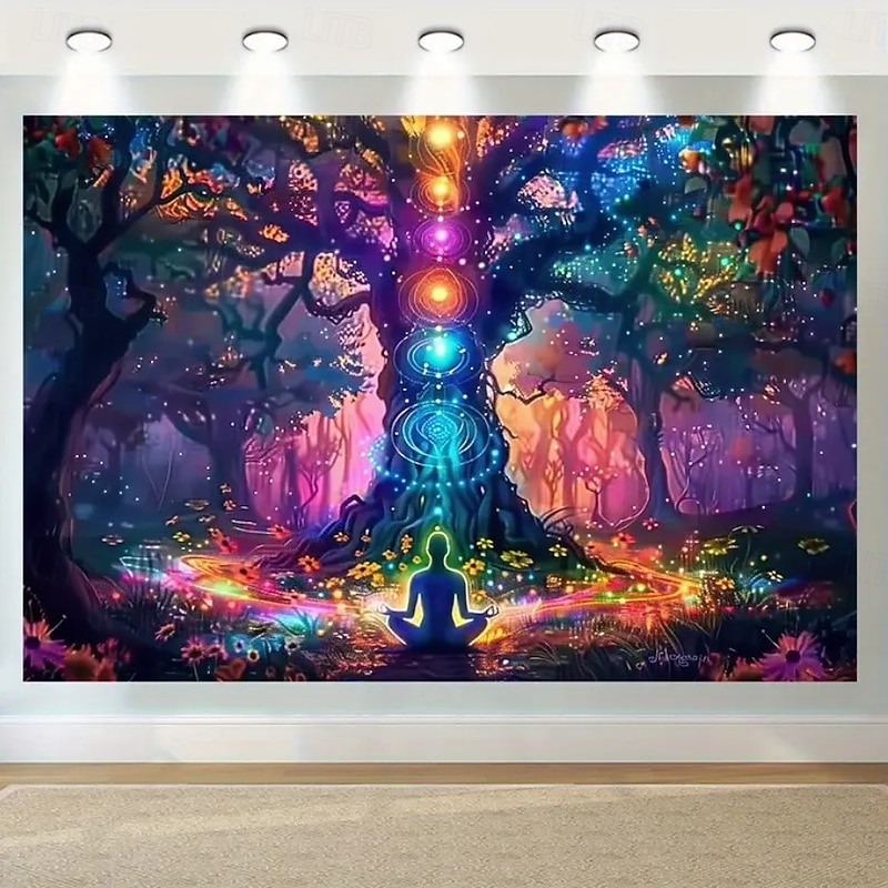Tapestry Banners Wall Hangings Seven Chakra Yoga Meditation Flower Chakra Galaxy Mystic Bedroom Living Room Dorm Home Decor2