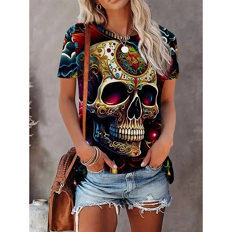 Halloween Women's T shirt Monster Graphic Stylish Classic Casual Short Sleeve Crew Neck Round Neck Regular Tops Daily Going out Weekend Print Black Orange Dark Gray Summer Spring Teasing husband4