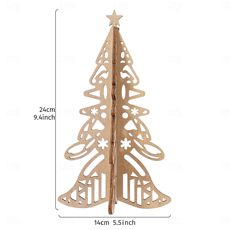 Christmas Wooden Tree Decorations, Hollow Cutout Xmas Tree Ornaments for Home Decor, Festive Holiday Display for Living Room, Bedroom, Study and Christmas Party2