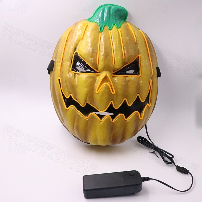 Pumpkin Halloween Mask Scary Glow in the Dark Led Light Up Adults' Unisex Halloween Carnival Performance Party Easy Halloween Costumes Dress Up3