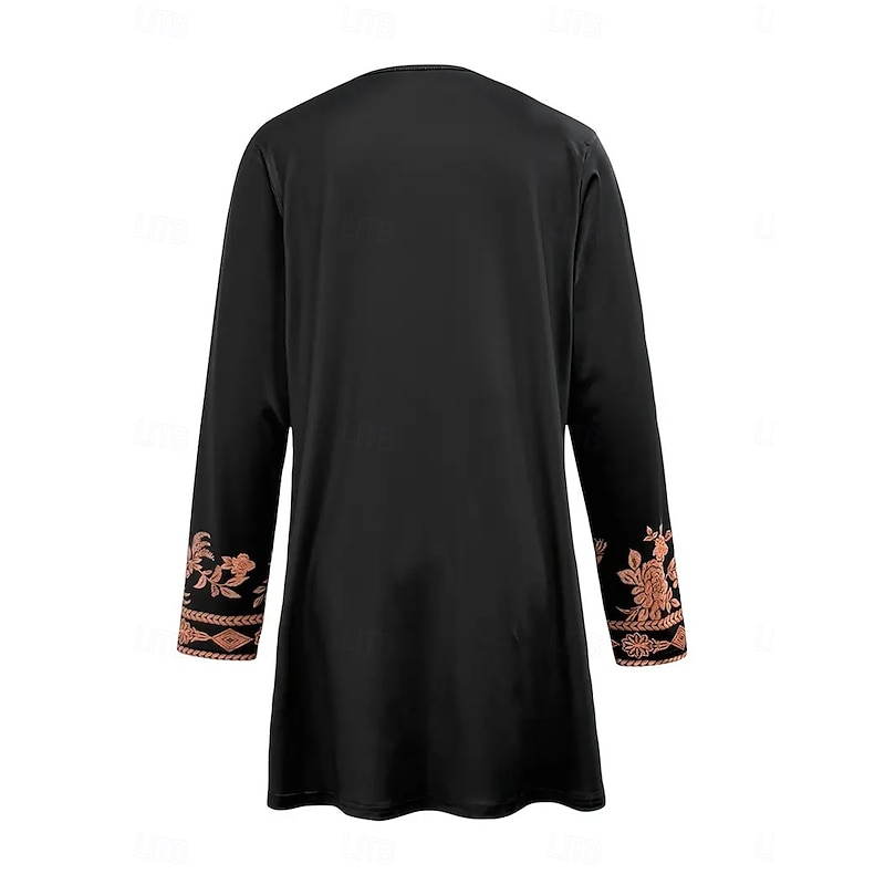 Women's Winter Coat Trench Coat Lightweight Comfortable Print Open Front Vintage Fashion Casual Floral Vacation Casual Long Collarless Regular Fit Long Sleeve Outerwear White Yellow Red Spring Fall2