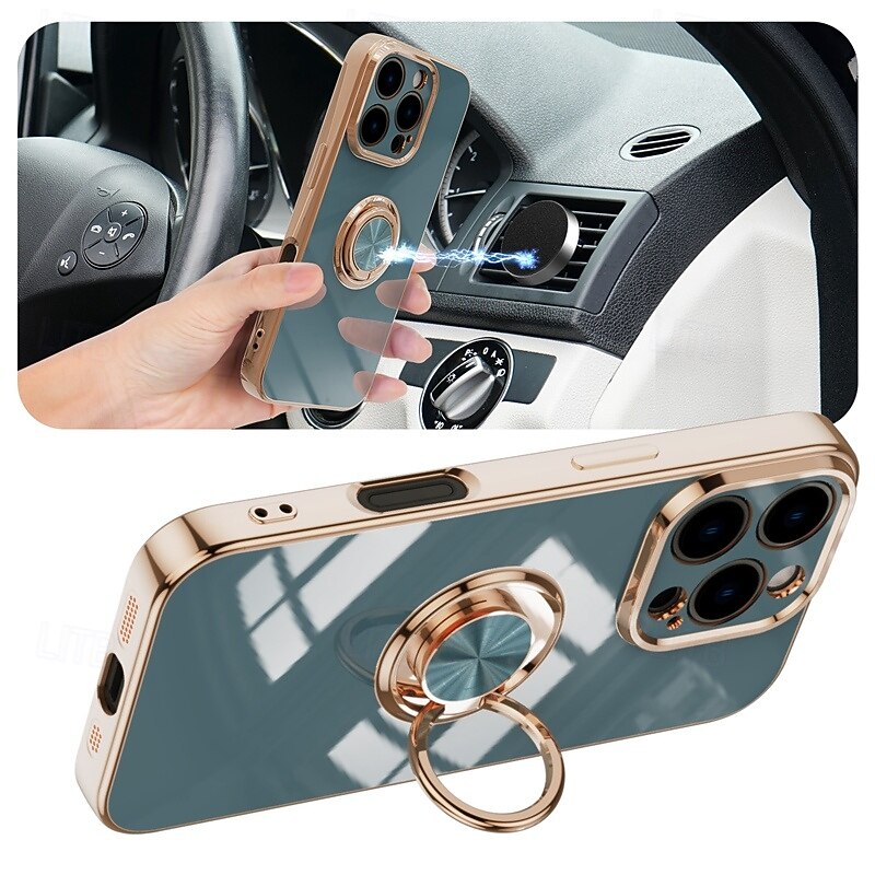 Phone Case For iPhone 17 Pro Max 17 Air 16 15 14 Pro Max Plus 16e 13 Pro Max Back Cover Magnetic Kickstand Shockproof Retro TPU3