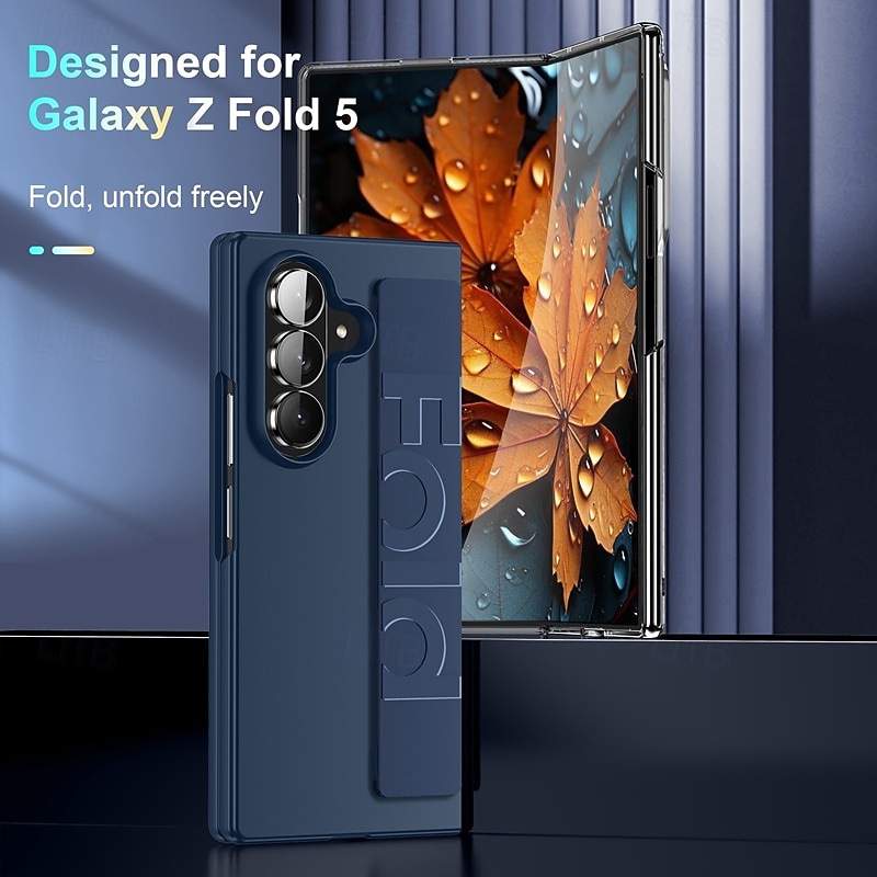 Phone Case For Samsung Galaxy Z Fold 7 Z Fold 6 Z Fold 5 Z Fold 4 Back Cover with Wrist Strap Shockproof Retro Silicone2