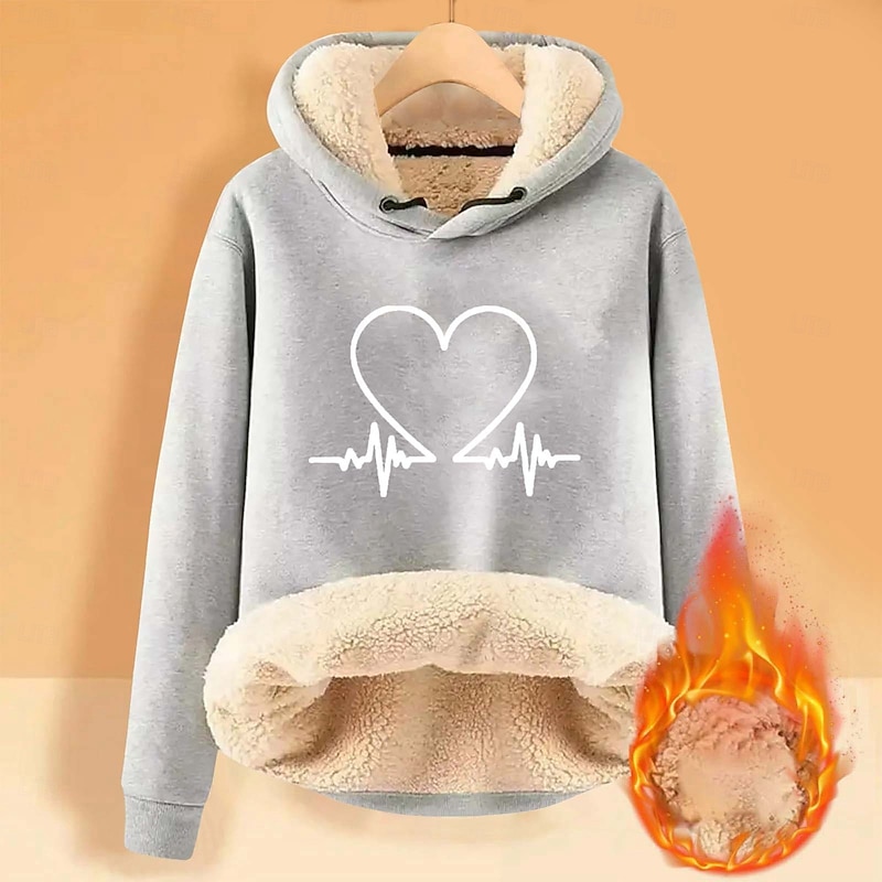 Men's Fleece Hoodie Sherpa Fleece Hoodie Black Orange Green Light Grey Dark Gray Hooded Heart Plain Graphic Prints Drawstring Casual Daily Going out Polyester Streetwear Casual Fall & Winter Clothing2