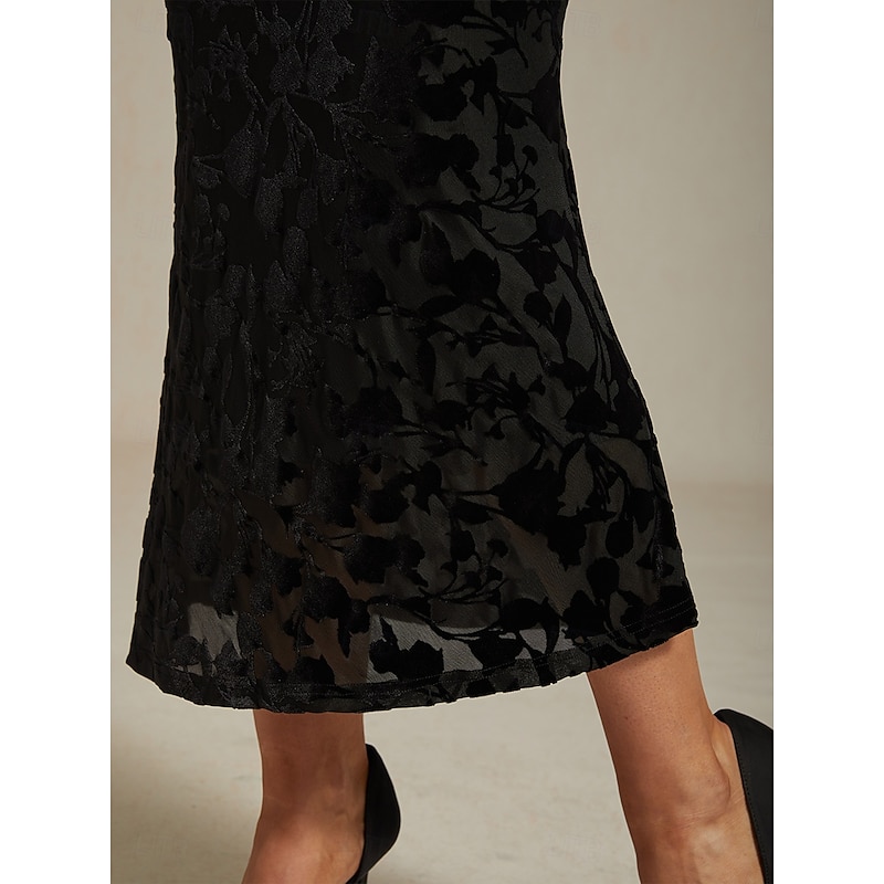 Women's Skirt Trumpet / Mermaid Elegant Vintage Maxi High Waist Skirts Stretchy Black Spring Velvet4