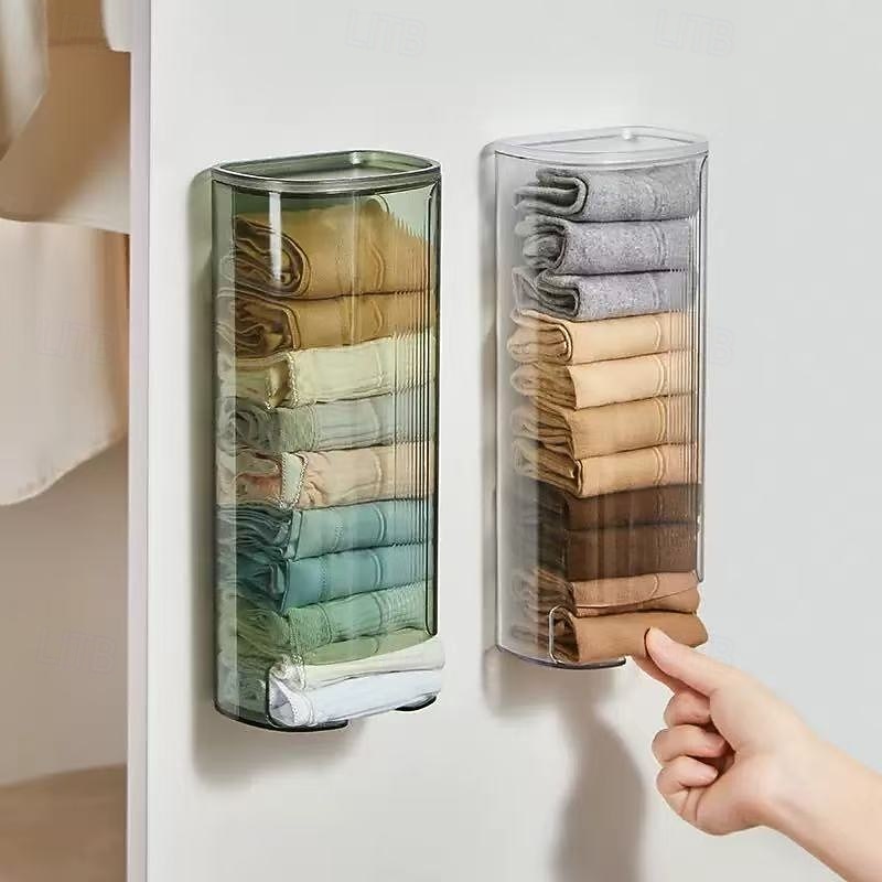 Wall-Mounted No-Drill Storage Box, Transparent Hanging Organizer for Bras, Socks, and Underwear, Closet Storage and Wardrobe Organization