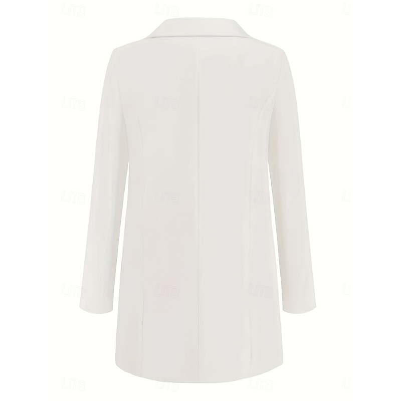 Women's Blazer Comfortable Breathable Pocket Fashion Casual Plain Office Street Casual Daily Wear Single Breasted Regular Turndown Regular Fit Long Sleeve Outerwear Black White Red Summer Spring3