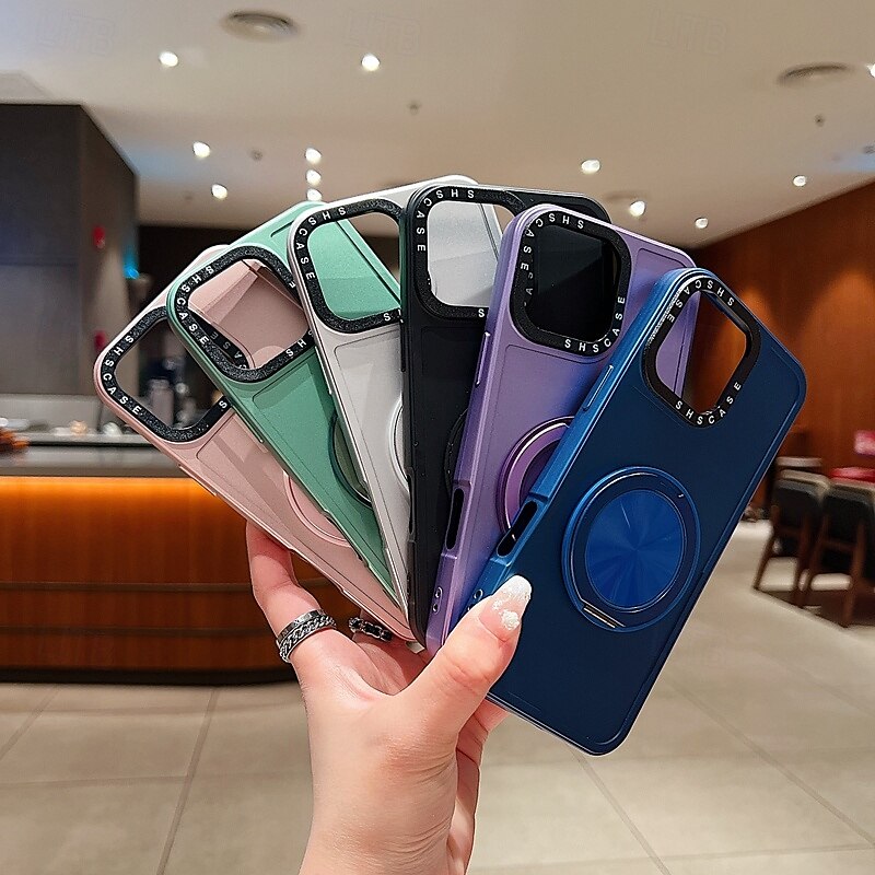 Phone Case For 16 15 14 Pro Max Plus 16e 13 Pro Max Back Cover Kickstand Shockproof Retro TPU PC2