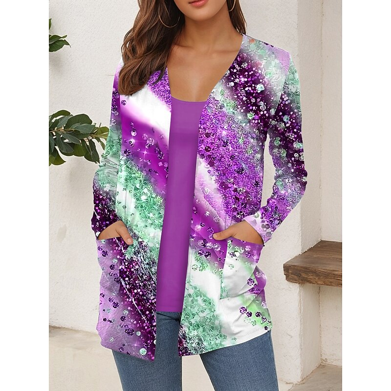 Women's T Shirt Graphic Geometric Abstract Vintage Stylish Casual Long Sleeve V Neck Regular Tops Daily Print Red Blue Purple Green Summer Spring Fall2