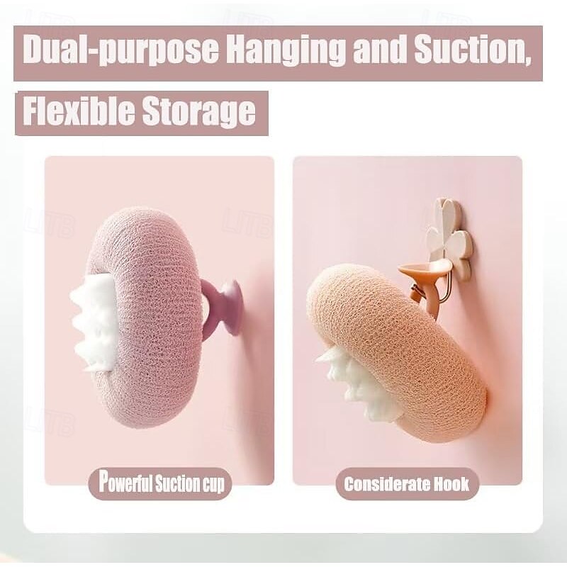 4 Pack Super Soft Sunflower Suction Cup Bath Ball 2-in-1 Sunflower Ball Exfoliating Bath Sponge Cleaning Brush, Mesh Shower Body Sponge Accessories for Women, Men Shower4